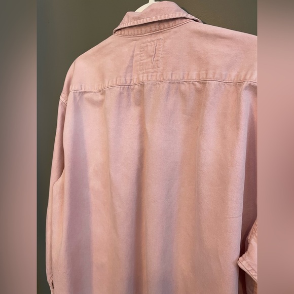 aerie pale light pink blush long sleeve button up shirt with collar size large - Picture 4 of 8